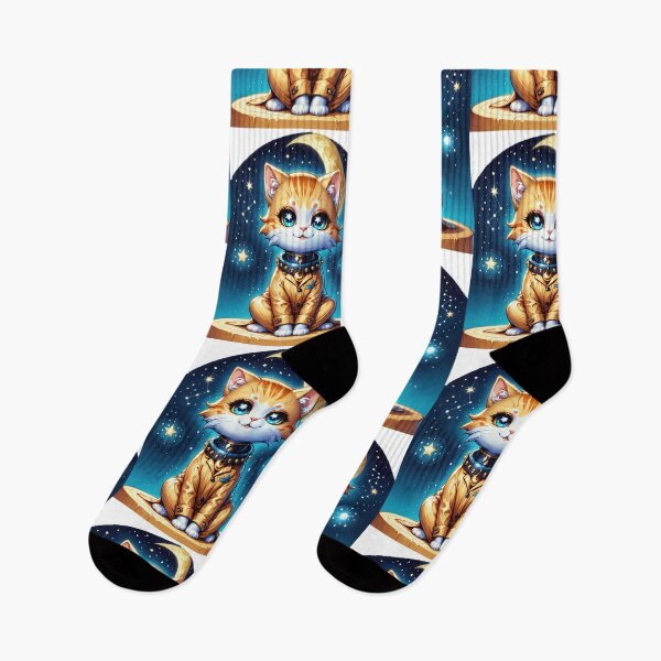 Item preview, Cosmic Cat on Crescent Moon designed and sold by Arcane  Adorable.