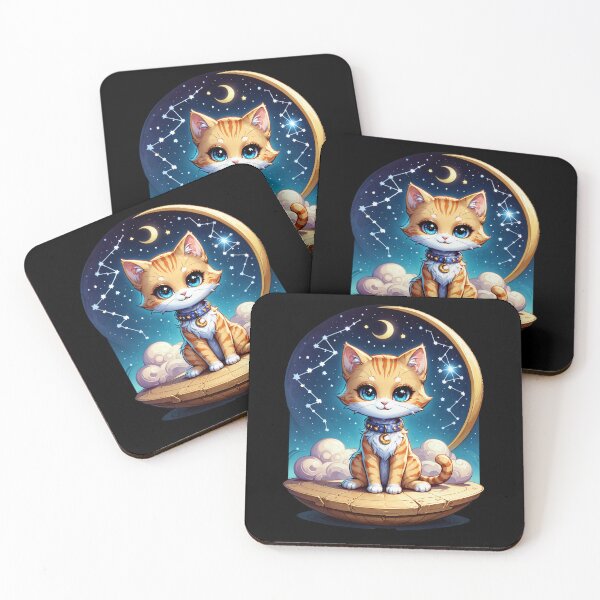 Item preview, Cosmic Cat on Crescent Moon designed and sold by Arcane  Adorable.