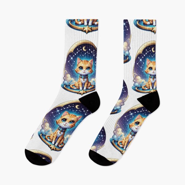 Item preview, Cosmic Cat on Crescent Moon designed and sold by Arcane  Adorable.