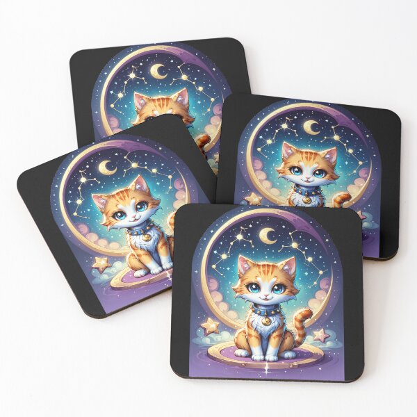 Item preview, Cosmic Cat on Crescent Moon designed and sold by Arcane  Adorable.