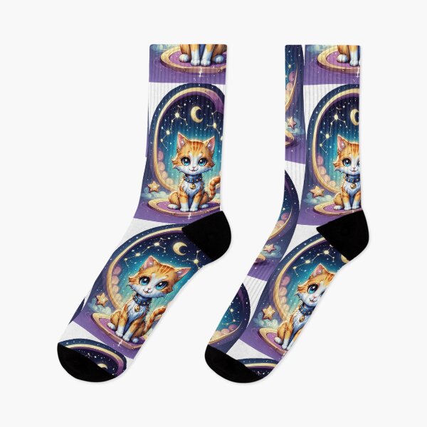 Item preview, Cosmic Cat on Crescent Moon designed and sold by Arcane  Adorable.