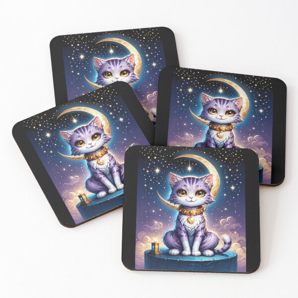 Item preview, Cosmic Cat on Crescent Moon designed and sold by Arcane  Adorable.