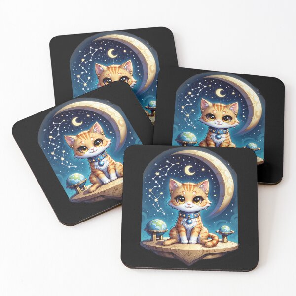 Item preview, Cosmic Cat on Crescent Moon designed and sold by Arcane  Adorable.