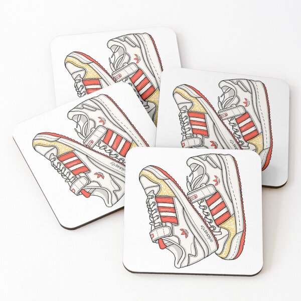 Artikelvorschau, Orange und gelbe Adidas Turnschuhe Illustration entworfen und verkauft von hannaxart.