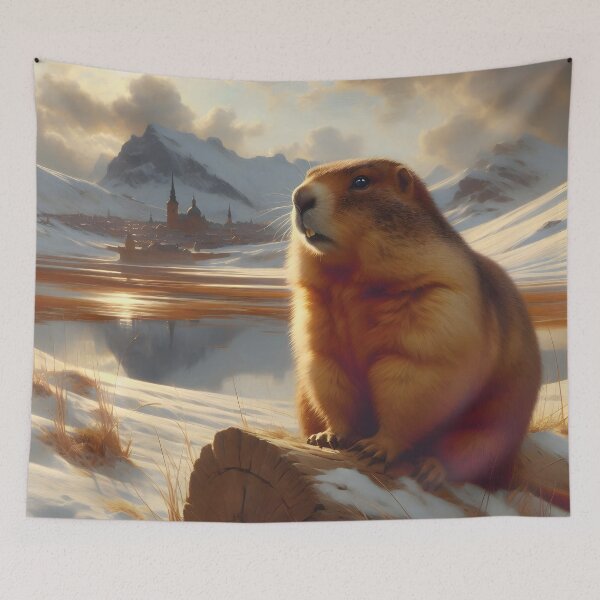 Item preview, Alpine Marmot in a Winter Wonderland designed and sold by CitrineLinker.