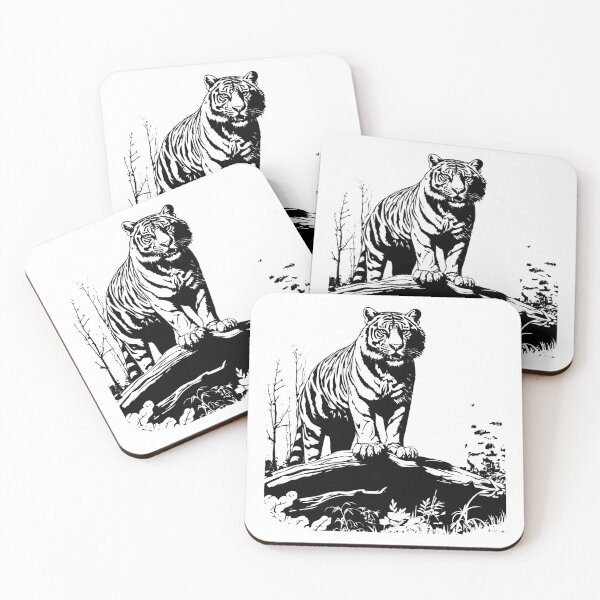 Item preview, Bengal Tiger Indian Asian Wild Cat Tree Log Predator designed and sold by inkoutninja.