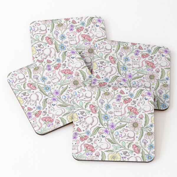 Item preview, Cute mouse garden with flowers and sweet animals in pastel large designed and sold by ArtOfSmallJoys.