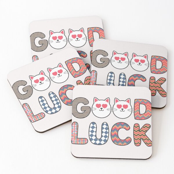 Item preview, Good Luck Cat - Playful Patterned Typography Art Print for Positive Vibes designed and sold by benjyjump.