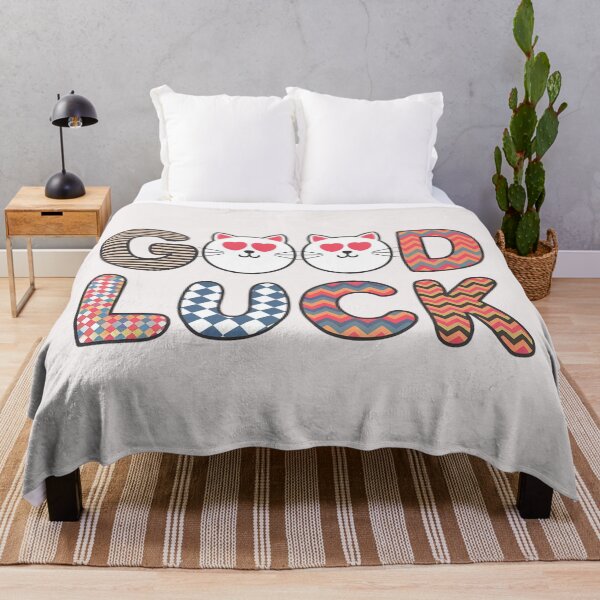 Item preview, Good Luck Cat - Playful Patterned Typography Art Print for Positive Vibes designed and sold by benjyjump.