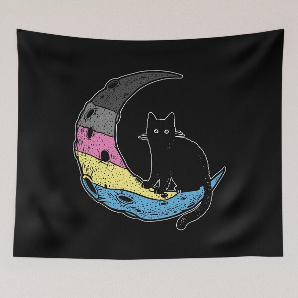 Item preview, Polygender Cat Moon LGBT Pride Flag designed and sold by Clara Hollins.
