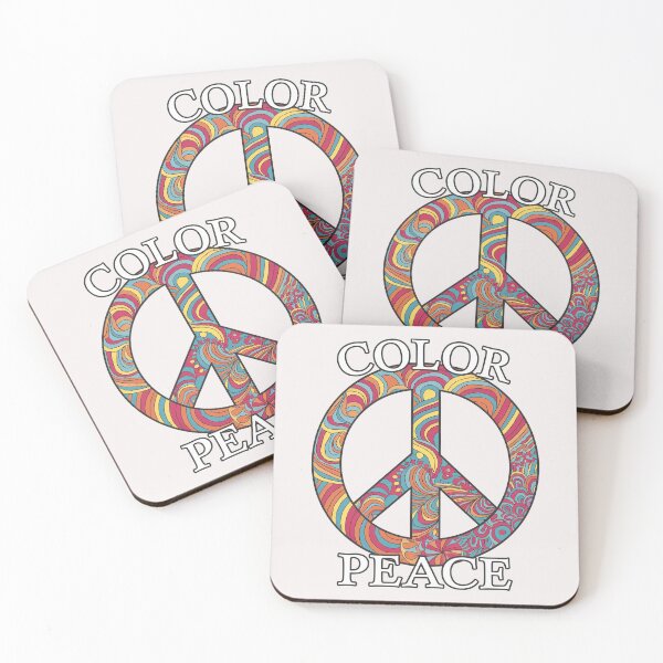 Item preview, Color Peace Groovy T-Shirt - Black & White Line Art Peace Sign, DIY Art, Hippie Tee, Coloring Book Style Shirt, Unique Pattern Top designed and sold by benjyjump.