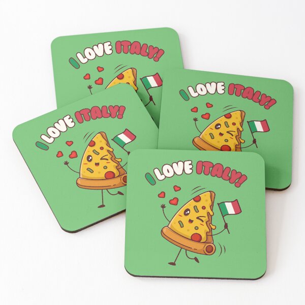 Item preview, I LOVE ITALY! - Happy Pizza Holding An Italian Flag - Hearts designed and sold by Darling DeDe.