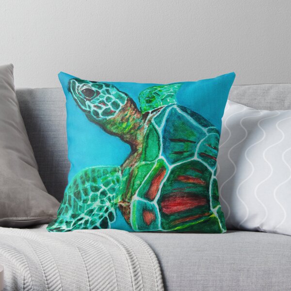 Sea Turtle Ascending Throw Pillow