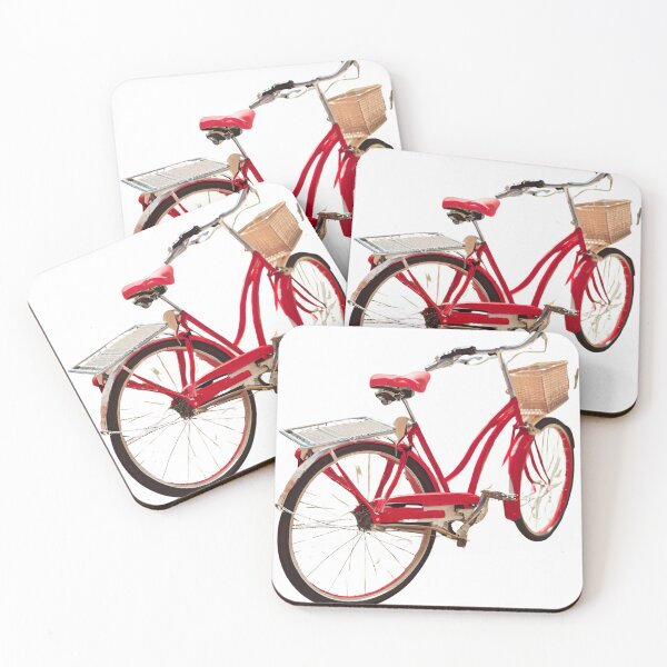 Item preview, A red bicycle with a basket on the front designed and sold by PWDigitalArt.