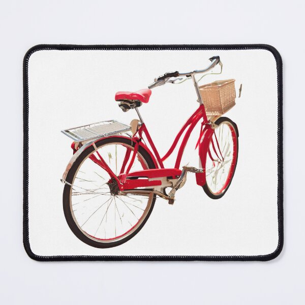 Item preview, A red bicycle with a basket on the front designed and sold by PWDigitalArt.