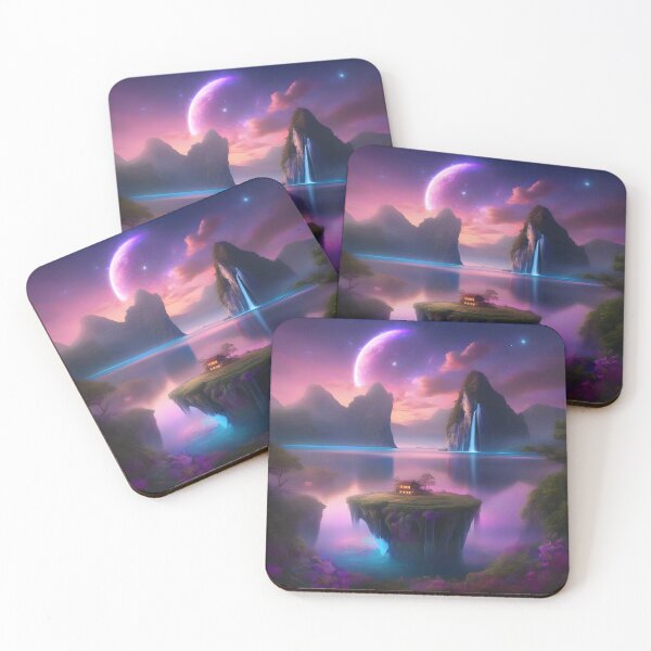 Item preview, Floating Island Sanctuary Under a Pink Moon - Astral Scenery Collection designed and sold by SpacePrintss.