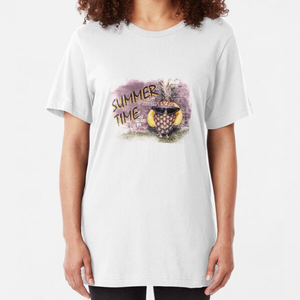 Funny Summer Time T-Shirt BBQ Time Tee Pineapple Banana Shirt Slim Fit T-Shirt