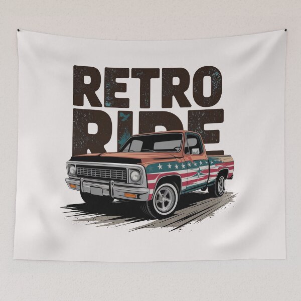 Item preview, Retro Ride Pickup Truck T-shirt, Vintage Vehicle Design, Classic Truck Graphic, Stars and Stripes Shirt, Muddy Road Vintage Tee designed and sold by benjyjump.