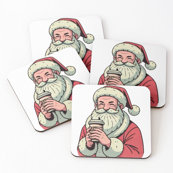 Item preview, Santa Holding Hot Coffee Holiday Illustration designed and sold by lubushop1.