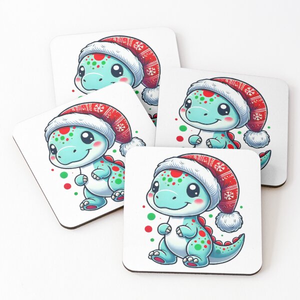 Item preview, Kawaii Dinosaur in Santa Hat Christmas Art designed and sold by lubushop1.