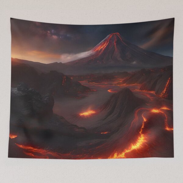Item preview, Molten River at the Foot of a Fiery Mountain - Molten Realms Collection designed and sold by SpacePrintss.