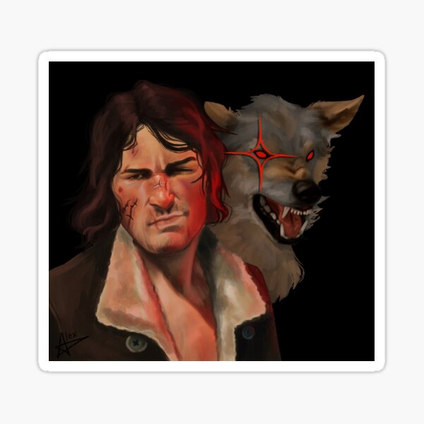 Vista previa del artículo con la obra «John Marston y el lobo», diseñado y vendido por alexlovecowboys.