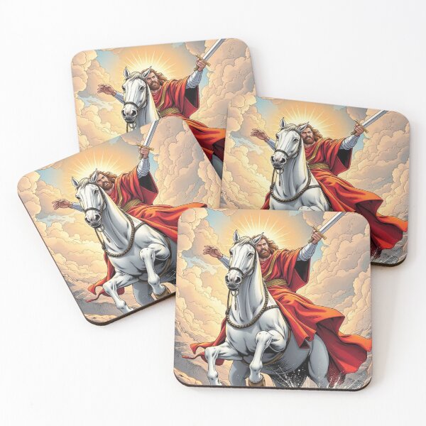 Item preview, Jesus, second coming, white horse, sword, clouds, revelation, Bible, comic,  designed and sold by tshirtart2024.