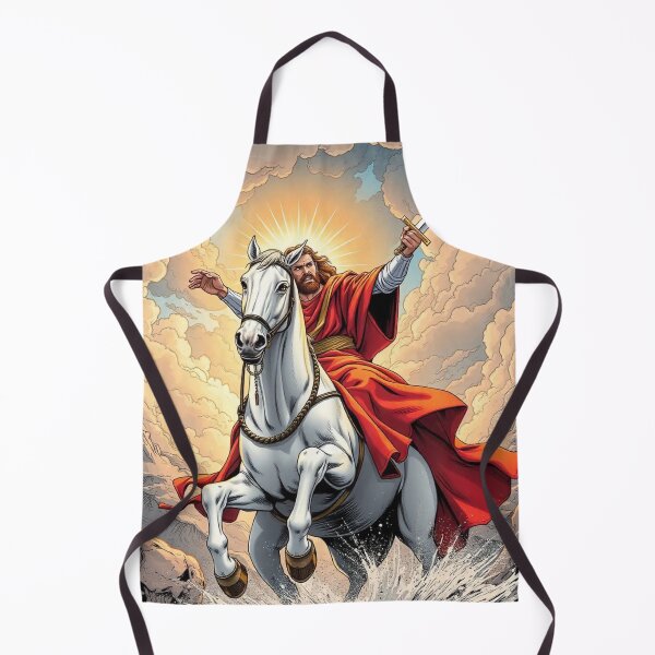 Item preview, Jesus, second coming, white horse, sword, clouds, revelation, Bible, comic, designed and sold by tshirtart2024.