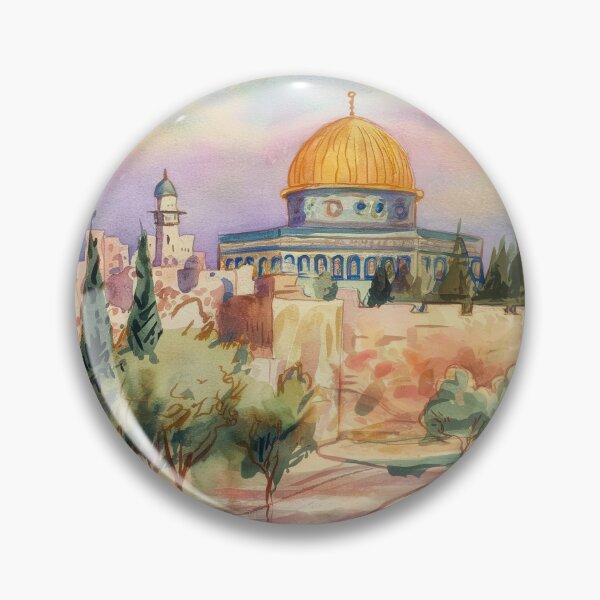 Item preview, dome of the rock jerusalem watercolor painting designed and sold by Slice Of Seed.