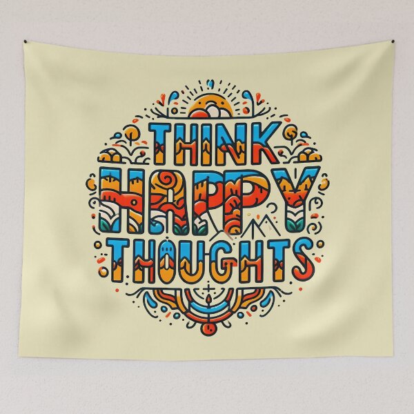 Item preview, Think Happy Thoughts, typography designed and sold by maxmaj.