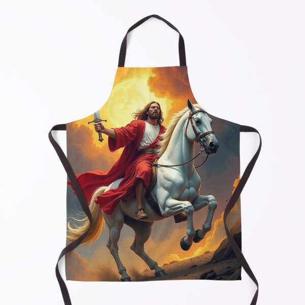 Item preview, Jesus, second coming, white horse, sword, clouds, revelation, Bible, comic, designed and sold by tshirtart2024.