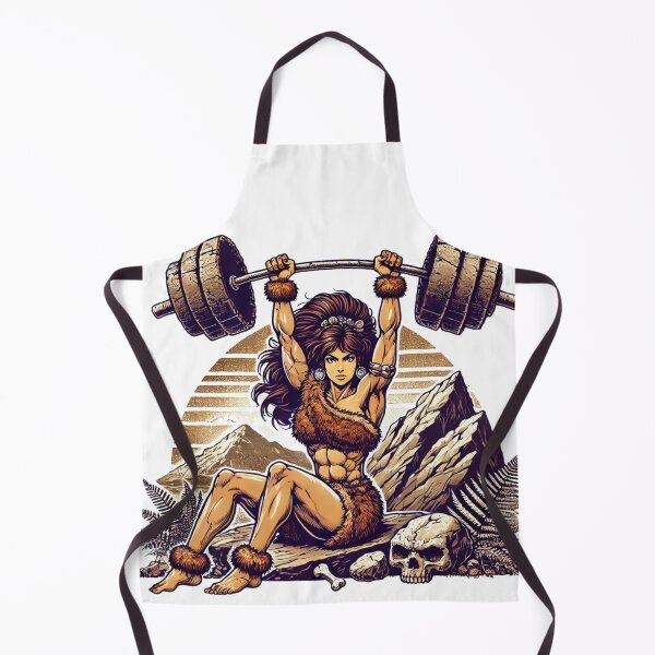 Item preview, Prehistoric Power, woman lifting weights. designed and sold by JonelleTshirts.