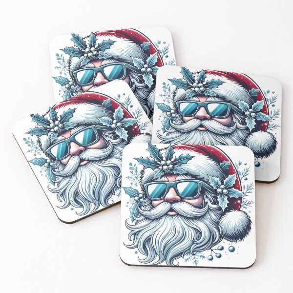 Item preview, Cool Santa with Sunglasses and Winter Holly designed and sold by lubushop1.