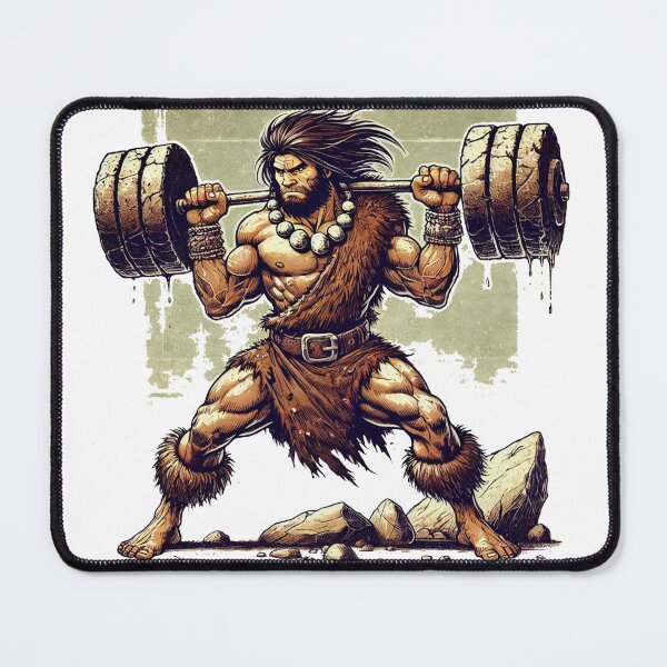Item preview, Prehistoric Power, Man lifting weights. designed and sold by JonelleTshirts.