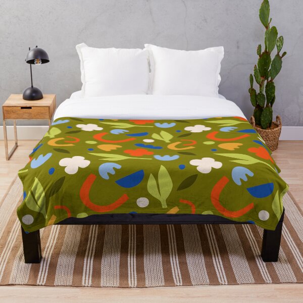 Item preview, Olive Meadow, Cottagecore Floral Aesthetic, Garden Inspired Scandi Style, Botanical Playful Design, Whimsical Vintage Style Pattern, Mid Centaury Modern Home Decor designed and sold by Kintsugi99.