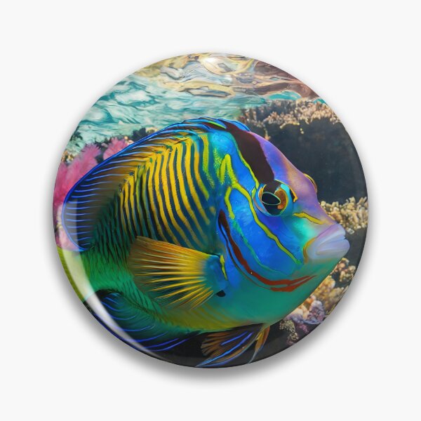Item preview, Radiant Queen Triggerfish in Vibrant Coral Garden – Ocean Wall Art designed and sold by Heal-Heart-Soul.