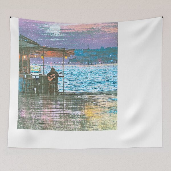 Item preview, Beach Serenade: Guitar Echoes Neon Dance designed and sold by PanoramaPrints.