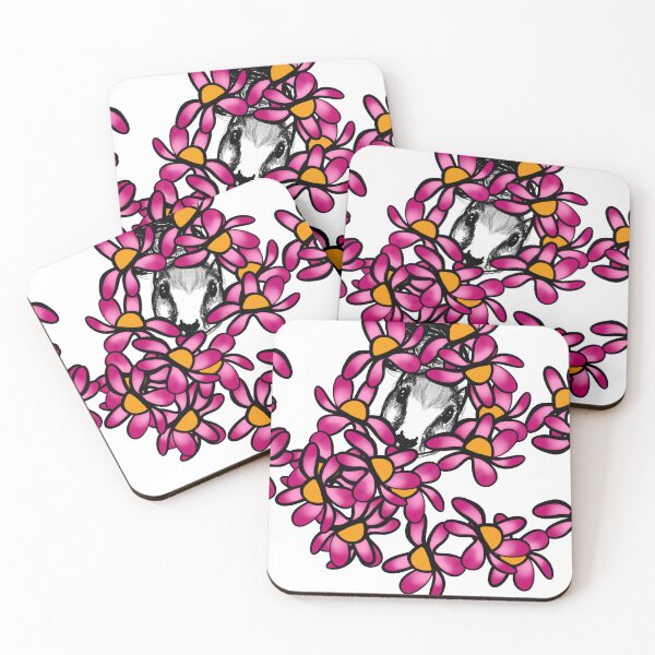 Item preview, Black and white drawing of a squirrel looking up at a bush of pink flowers. designed and sold by nongsao4.