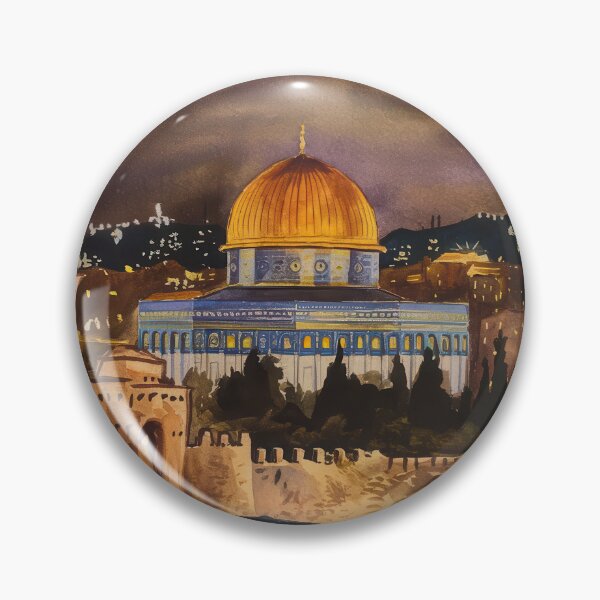 Item preview, night at jerusalem palestine in watercolor painting designed and sold by Slice Of Seed.