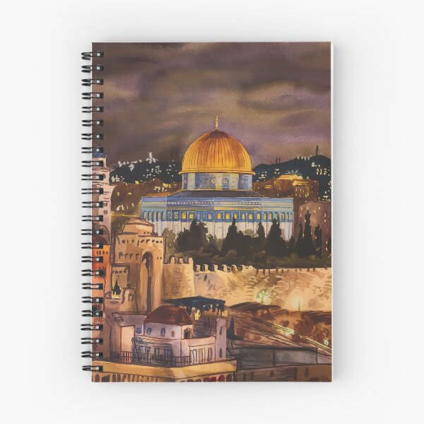Item preview, night at jerusalem palestine in watercolor painting designed and sold by Slice Of Seed.