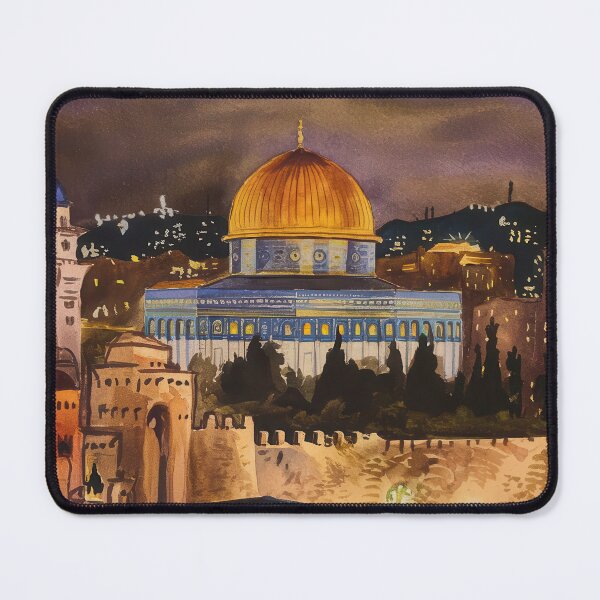 Item preview, night at jerusalem palestine in watercolor painting designed and sold by Slice Of Seed.
