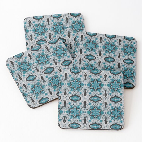 Item preview, Blue, Black And Light Gray Abstract Flower Pattern designed and sold by KeksWorkroom.