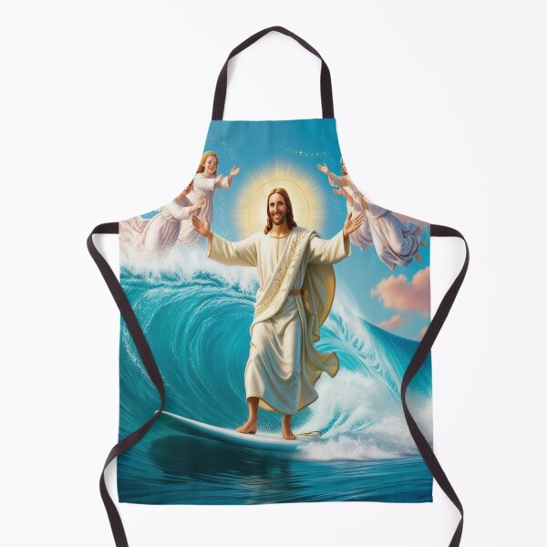 Item preview, Jesus surfing angels heavenly surfer on ocean wave at beach Christian Surfer designed and sold by tshirtart2024.