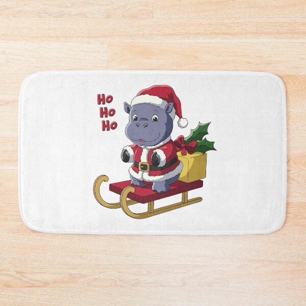 Item preview, Festive Hippo Santa on a Sled - Christmas Cheer designed and sold by KNAA.