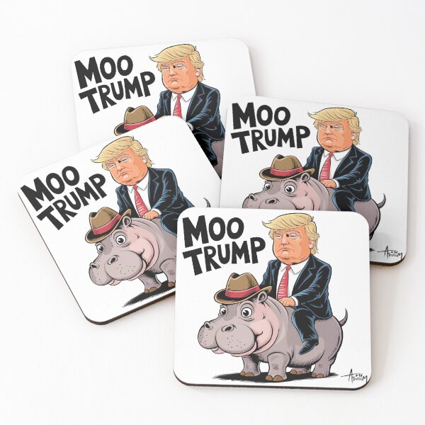Item preview, Moo Trump, a fun cartoon parodying Moodeng and Donald Trump. designed and sold by im9creative.