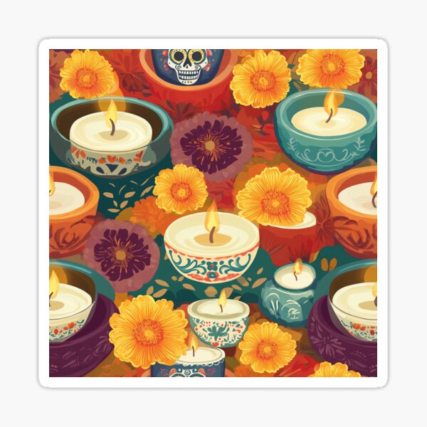 Item preview, Día de los Muertos candles designed and sold by MidArtForge.