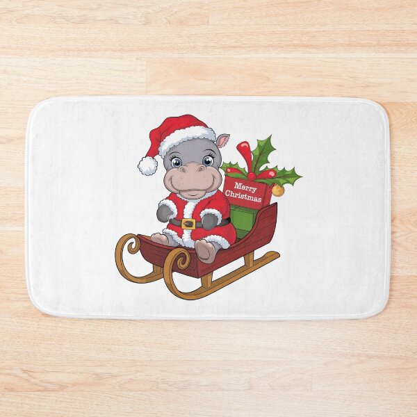 Item preview, Festive Hippo Santa on a Sled - Christmas Cheer designed and sold by KNAA.