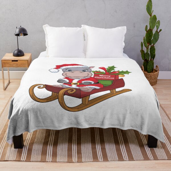 Item preview, Festive Hippo Santa on a Sled - Christmas Cheer designed and sold by KNAA.
