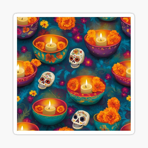 Item preview, Día de los Muertos candles designed and sold by MidArtForge.