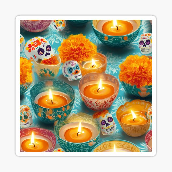 Item preview, Día de los Muertos candles designed and sold by MidArtForge.